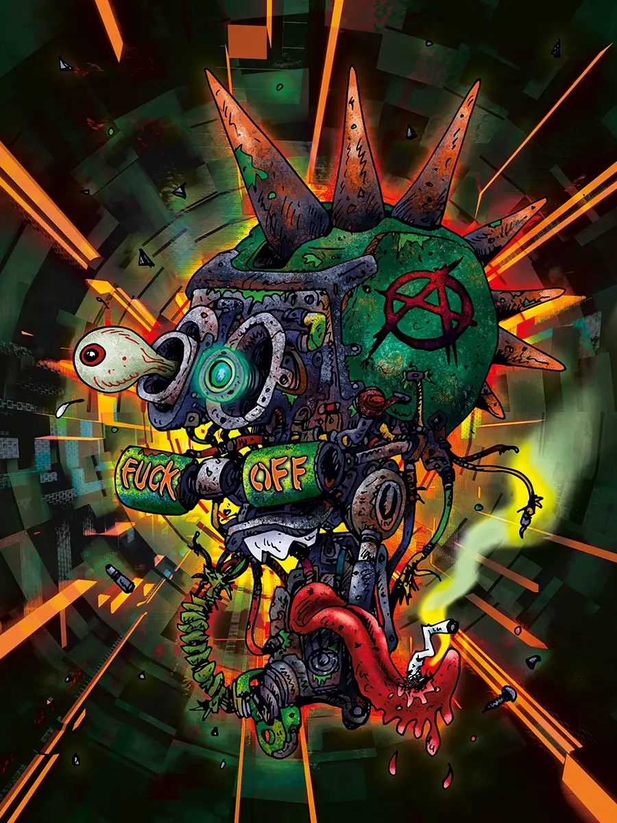 Mad Robix Fuck Off – Comic-Artwork Illustration Design mit kreativem Stil