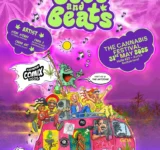 Farbenfroher Flyer zum Buds and Beats Cannabis Festival 2025 in Zürich mit Canna Comix Zone, Livemusik, Künstlern und Hanfkultur, Veranstaltung am 31. Mai 2025 in Halle 622.